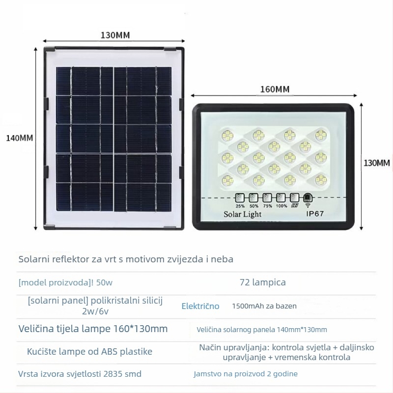 Solarsko vanjsko vrtno svjetlo IP67 vodootporno LED All-over-the-sky zvjezdani dizajn, 2835 LED diode, bijela svjetlost