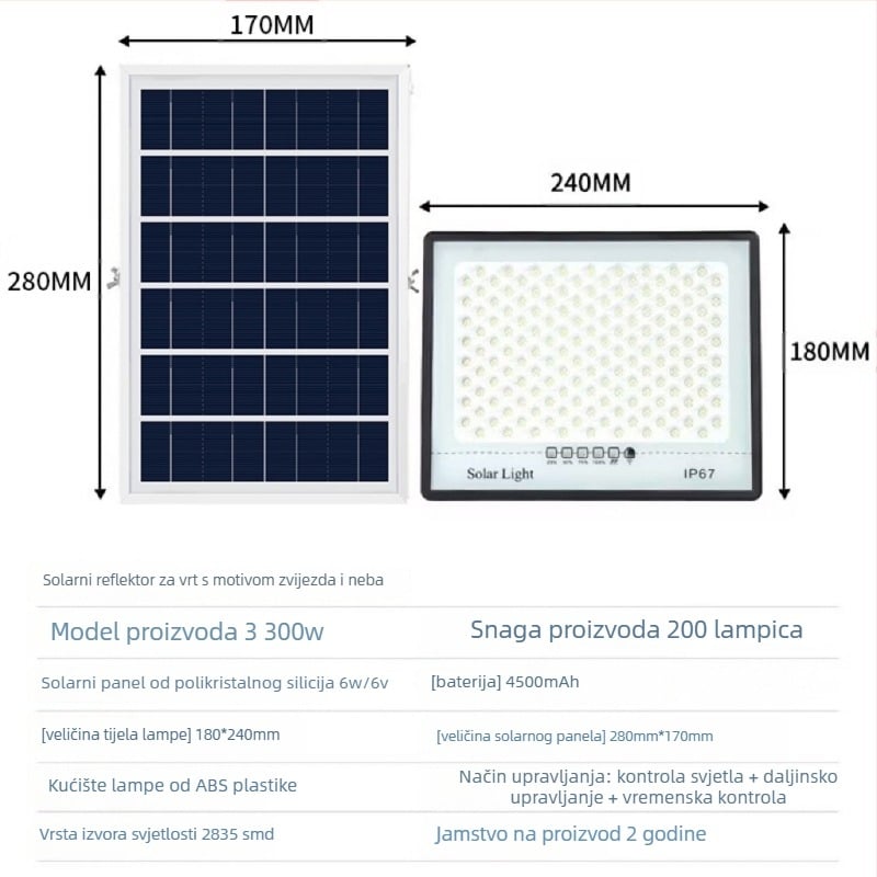 Solarsko vanjsko vrtno svjetlo IP67 vodootporno LED All-over-the-sky zvjezdani dizajn, 2835 LED diode, bijela svjetlost