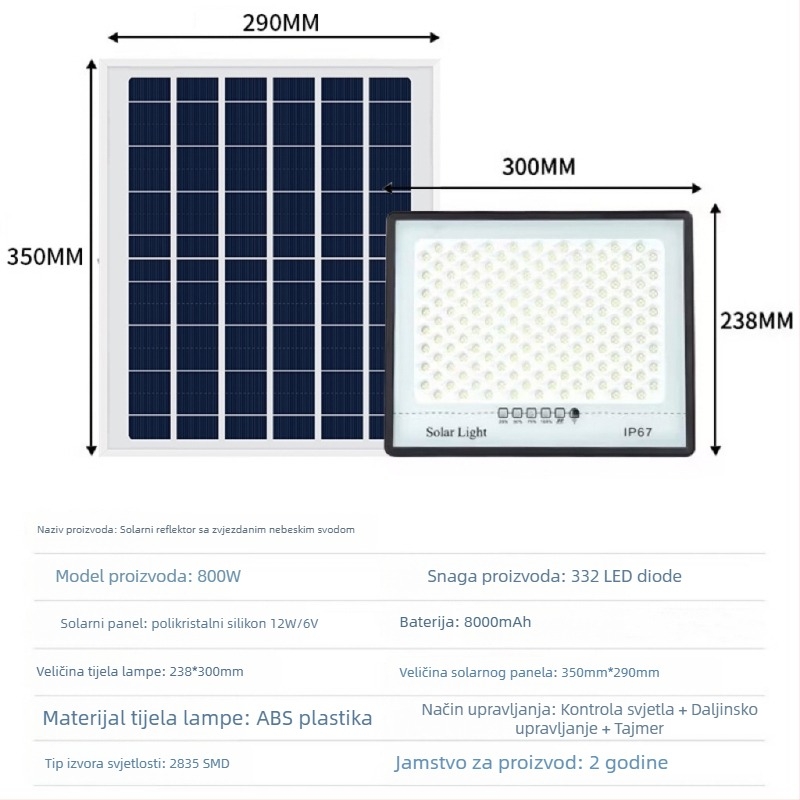 Solarsko vanjsko vrtno svjetlo IP67 vodootporno LED All-over-the-sky zvjezdani dizajn, 2835 LED diode, bijela svjetlost