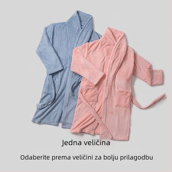 Halat za odrasle, uniseks, proljeće, za parove — upijajući, debeli koralni flis, Polycool fiber 100% (osim ukrasnih dijelova), glavna tkanina: poliester 100%
