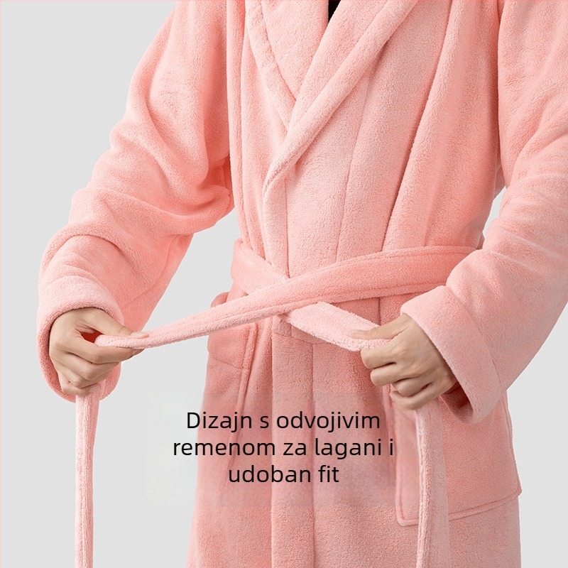 Halat za odrasle, uniseks, proljeće, za parove — upijajući, debeli koralni flis, Polycool fiber 100% (osim ukrasnih dijelova), glavna tkanina: poliester 100%