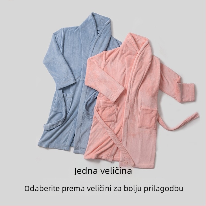 Halat za odrasle, uniseks, proljeće, za parove — upijajući, debeli koralni flis, Polycool fiber 100% (osim ukrasnih dijelova), glavna tkanina: poliester 100%