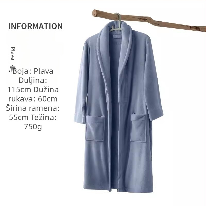 Halat za odrasle, uniseks, proljeće, za parove — upijajući, debeli koralni flis, Polycool fiber 100% (osim ukrasnih dijelova), glavna tkanina: poliester 100%