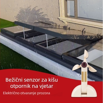 Guangmai Bežični senzor vjetra i kiše i električni otvarač prozora – pogon vrata i prozora, bežični daljinski upravljač