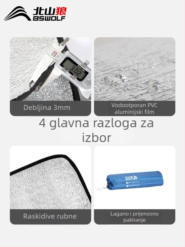 Bswolf Beishanlang vodootporna kampiranje podloga s aluminijskom folijom EVA, sklopiva za 3-5 osoba, model BSW-CL001, težina 0,3 kg