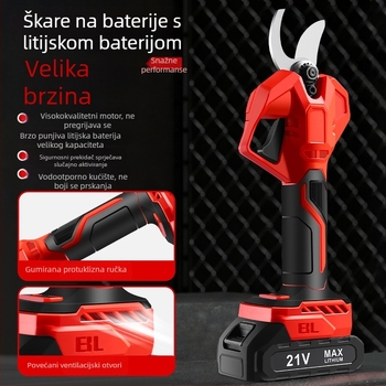 Shelley Bežične škare za podrezivanje vrta s Li‑ion baterijom, ručne električne škare za rezanje grana stabla