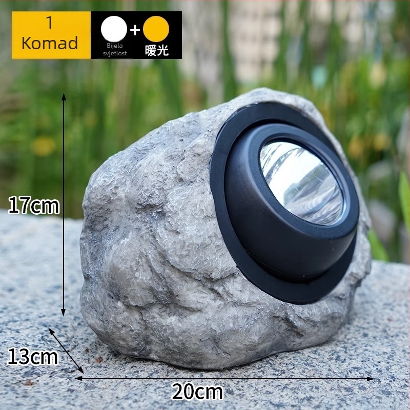 Solarna kamen lamp za krajolik – smola, IP55, 1W, model KYST01, trajanje osvjetljenja 12–16 sati