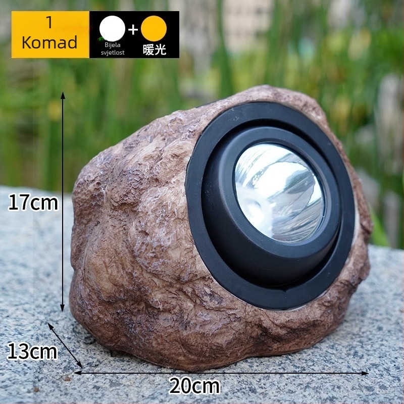 Solarna kamen lamp za krajolik – smola, IP55, 1W, model KYST01, trajanje osvjetljenja 12–16 sati