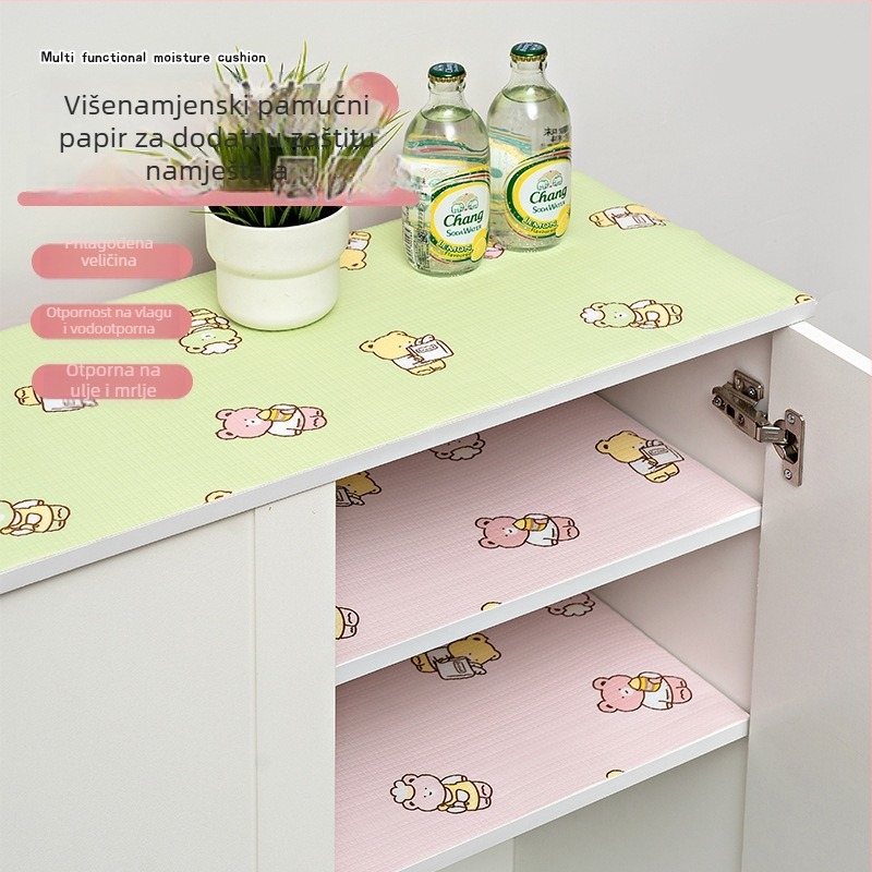 Crtić stil – Podloga za ormariće i kuhinjske ladice – Materijal PE, vodootporni PE pamuk sloj, vlagu otporna podloga