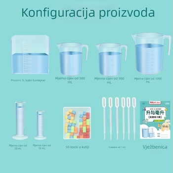 Didaktički pomagala iz matematike: plastična mjerna čašica za volumen i kapacitet, set za 4. razred, demonstracije eksperimenta, 1 kutija s 48 setova