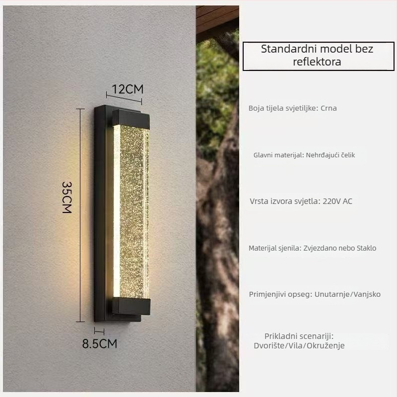 Vanjska vodootporna zidna svjetiljka za vilu i dvorište, europski stil kristalno osvjetljenje, IP65, 111–240V, 20 LED, 3000K, nehrđajuće čelično kućište
