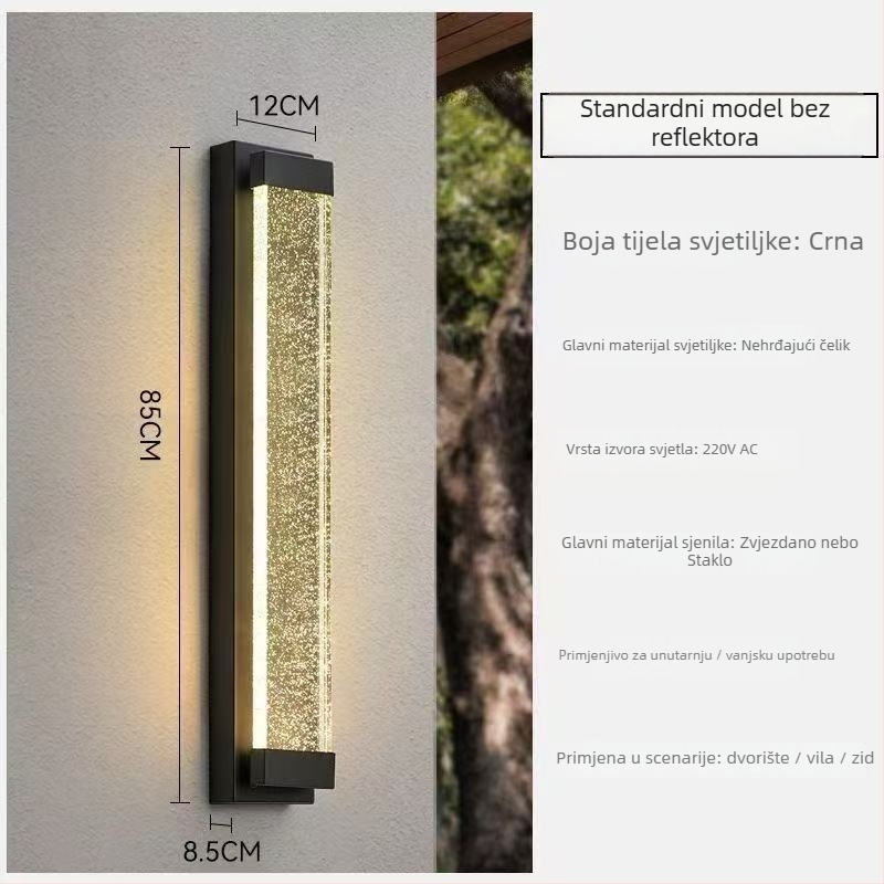 Vanjska vodootporna zidna svjetiljka za vilu i dvorište, europski stil kristalno osvjetljenje, IP65, 111–240V, 20 LED, 3000K, nehrđajuće čelično kućište