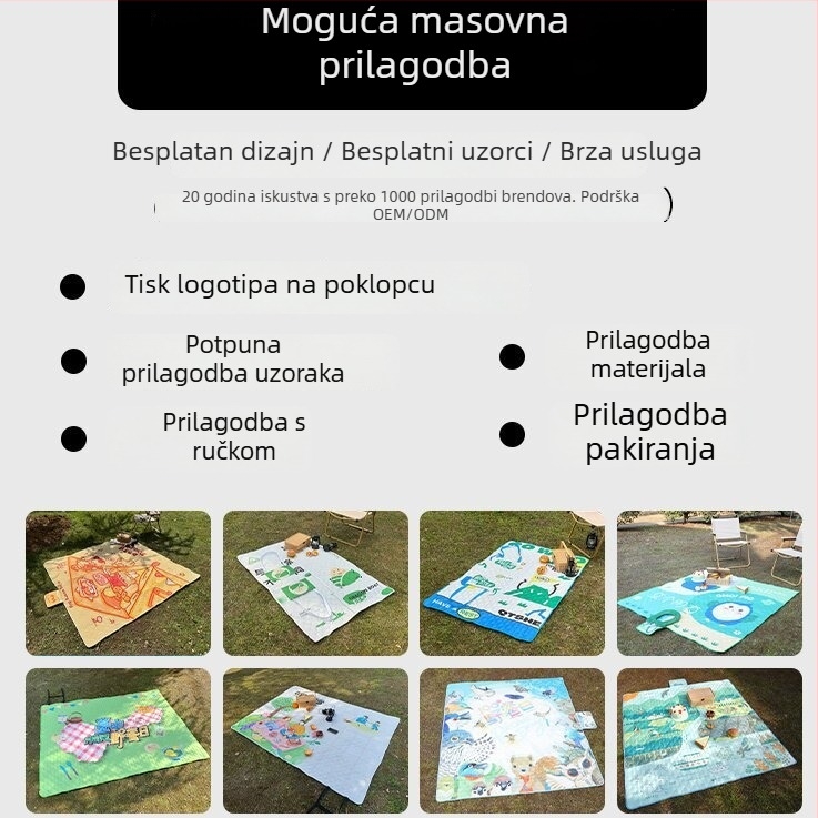 Ultrasonic piknik podloga, Oxford platno, 1000 g, za 2–4 osobe, protuklizna podloga protiv vlage, lagana za nošenje
