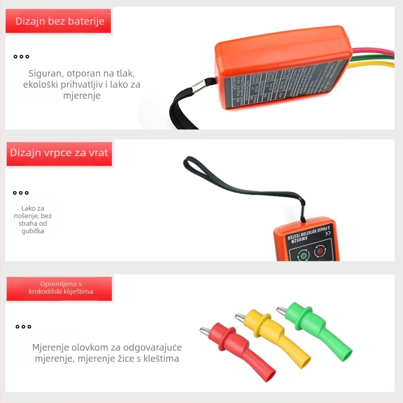 AC fazni mjerač i tester sekvence faza za trofazni sustav, 600 V, model SP852B