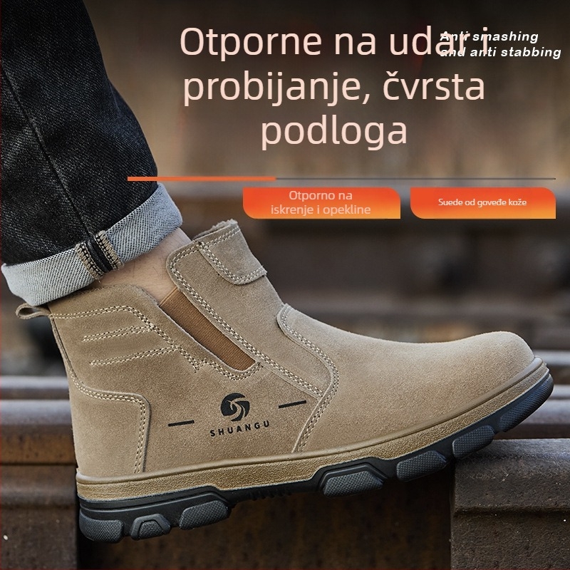 Zavarivačke zaštitne cipele od velur kože, prozračne, srednje visine, čelični prst, zaštita od udara i probijanja