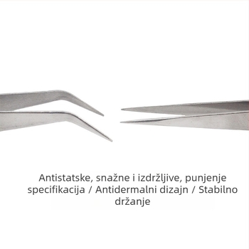 Pinzete od nehrđajućeg čelika, višestruke namjene, ravne i zakrivljene vrhove, za šivanje i provlačenje konca — minimalistički dizajn.