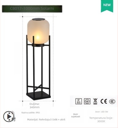 Solarsko vanjsko svjetlo za vrt, nehrđajući čelik, IP65 vodootporno, 12W, trajanje 6–12 sati