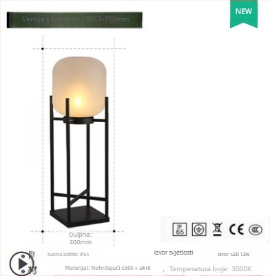 Solarsko vanjsko svjetlo za vrt, nehrđajući čelik, IP65 vodootporno, 12W, trajanje 6–12 sati