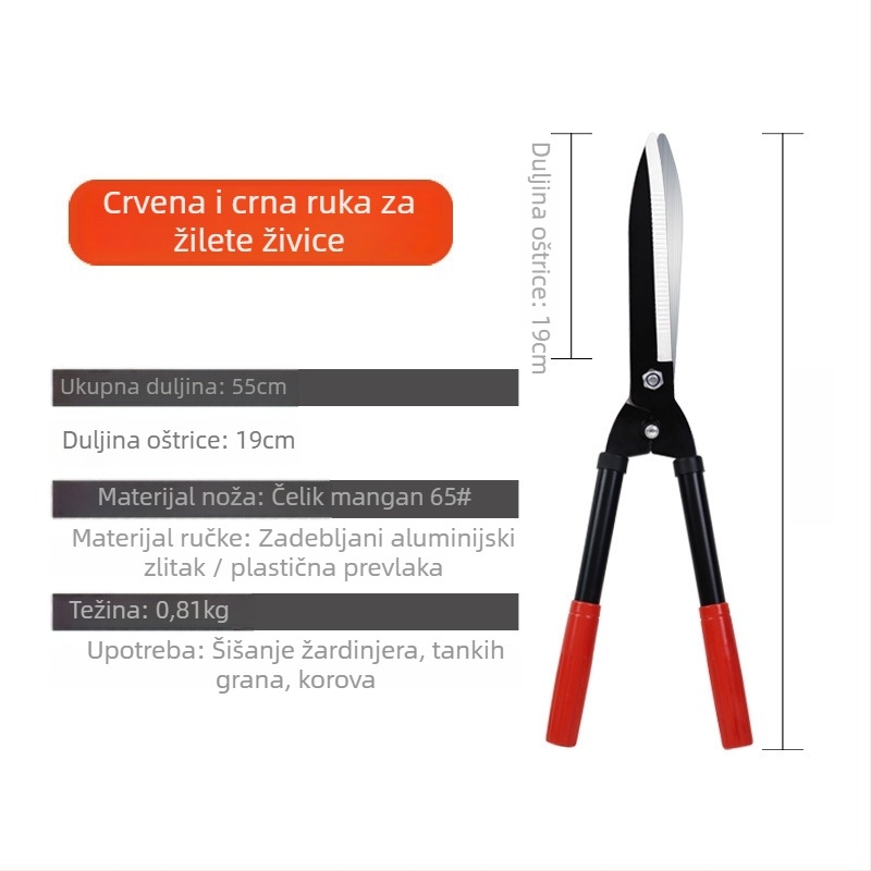 Baobang škare za živicu, dugačke ručke, čvrsta konstrukcija, SK5 čelik