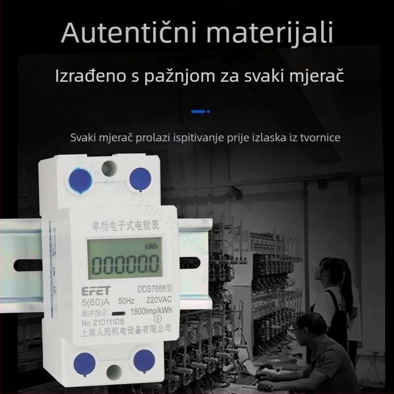 DDS7666 jednofazni LCD mjerni uređaj na tračnicu, 2P, 220V, kućni mjerni uređaj