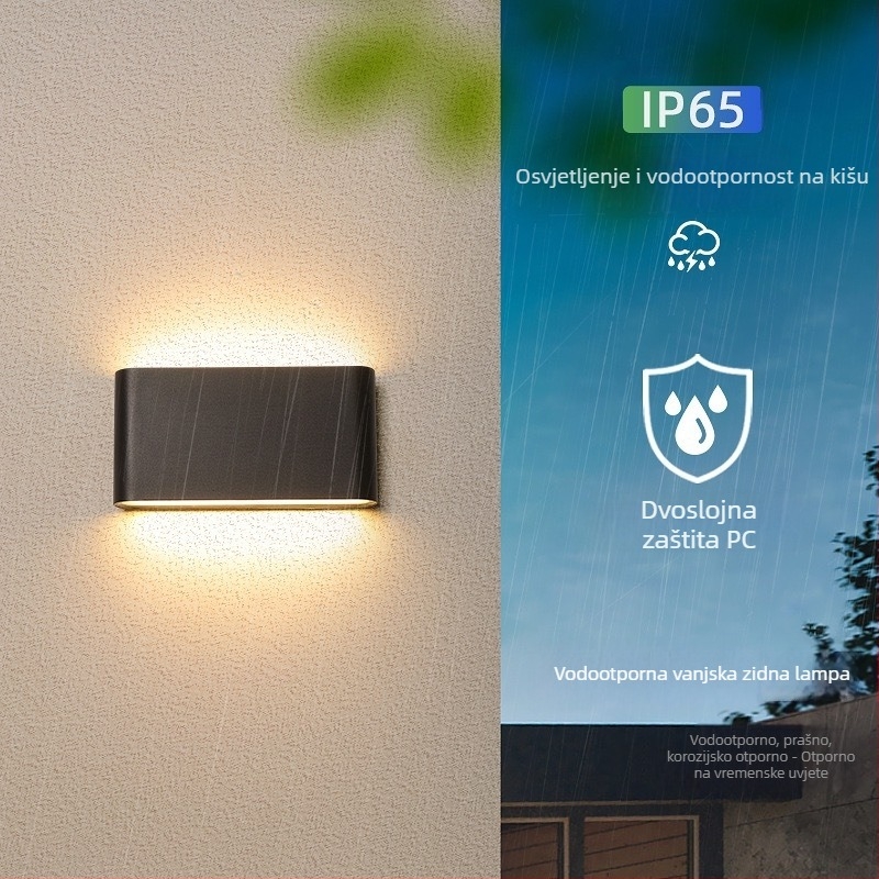 Vanjska vodootporna zidna lampa – ultra tanka, IP65, 110-275V, 15 LED, 3000K, CRI 90