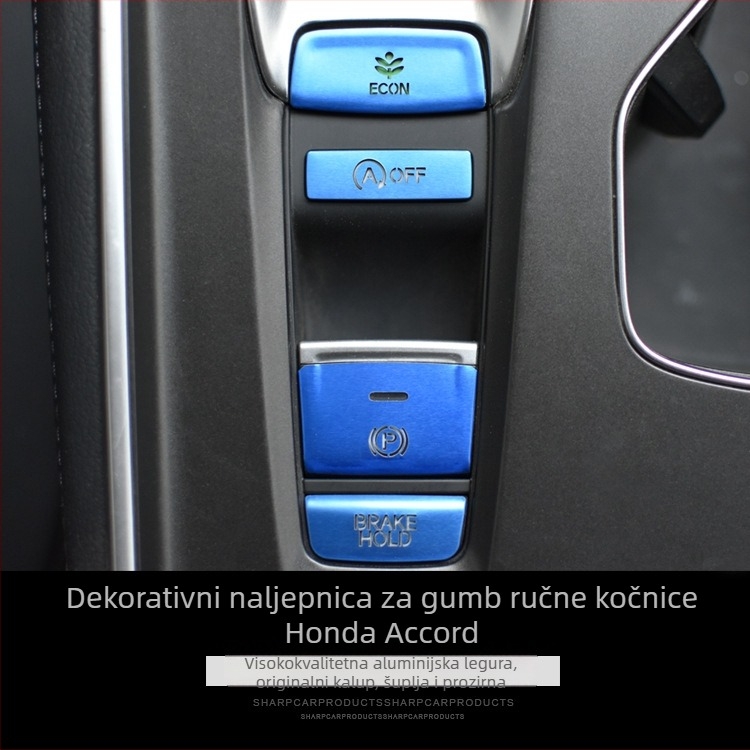Dekorativna naljepnica za gumb ručne kočnice za Honda Accord desete generacije Inspire – aluminijska legura, prozirne sequins, bez logotipa