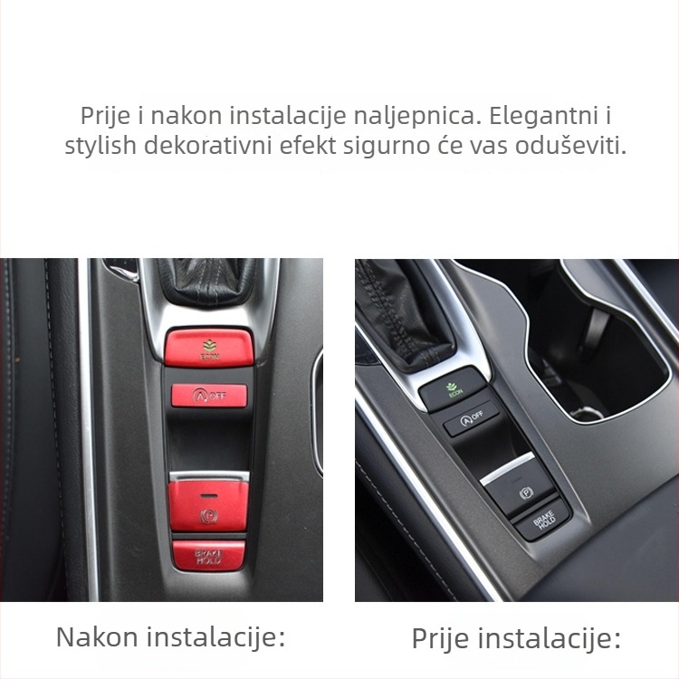 Dekorativna naljepnica za gumb ručne kočnice za Honda Accord desete generacije Inspire – aluminijska legura, prozirne sequins, bez logotipa