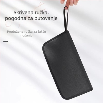 Kozmetička torbica sa uspravnim prikazom četkica, prijenosna i sklopiva, kapaciteta 15 setova četkica