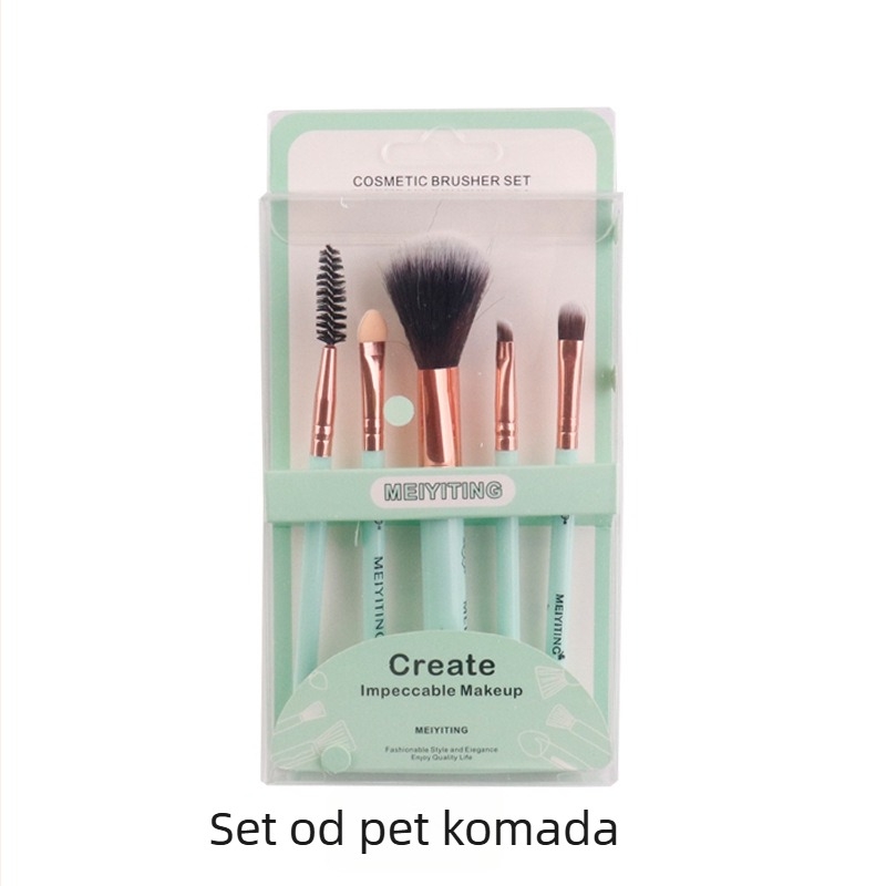 Set od 7 četkica za šminku – najlon dlačice, plastične drške, duga ručka, pakirano u kutiji
