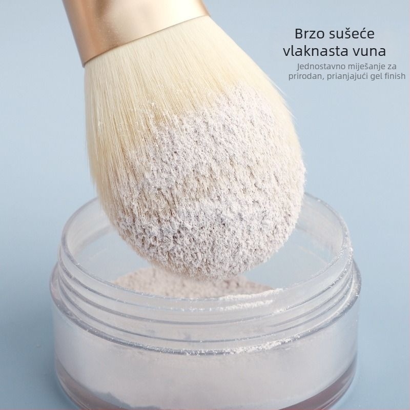 Set četkica za sjenilo i puder, 10 komada (vlakana od najlona, plastična ručka, duljina dlačice 4 cm, ukupna duljina 17,5 cm, s futrom za četkice)
