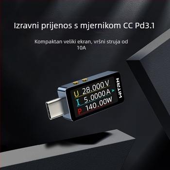 Tester napona i struje s PD3.1 pass-through, 28V, dvostruki Type-C priključci