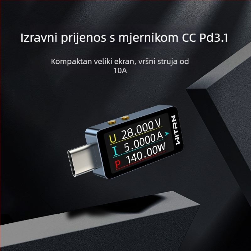 Tester napona i struje s PD3.1 pass-through, 28V, dvostruki Type-C priključci