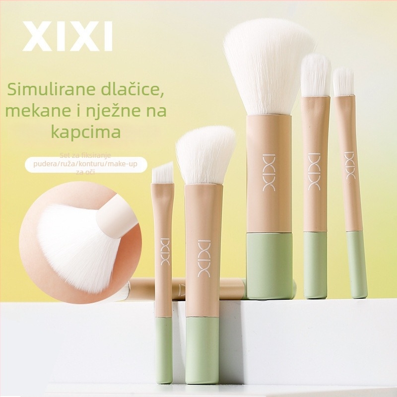 Set četkica za korektor, 6 kom., sintetička vlakna, drvena drška, prijenosni