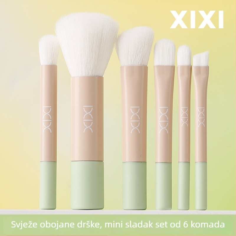 Set četkica za korektor, 6 kom., sintetička vlakna, drvena drška, prijenosni
