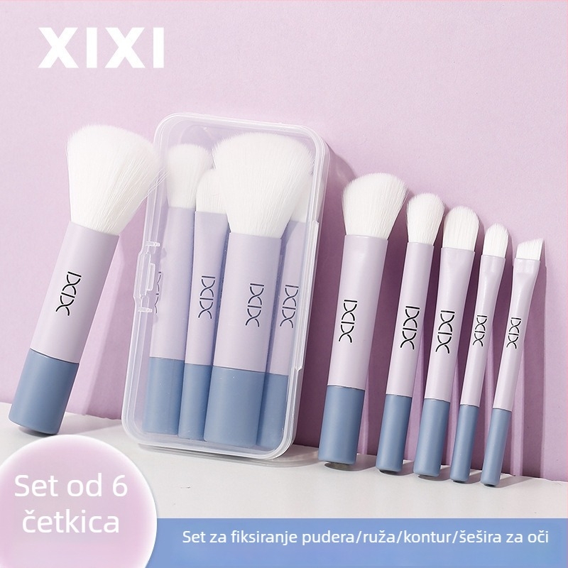 Set četkica za korektor, 6 kom., sintetička vlakna, drvena drška, prijenosni