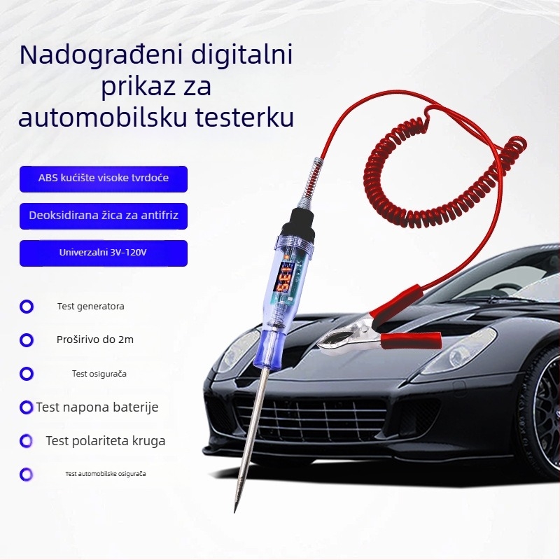 Tester napona u olovci za automobilne sustave s digitalnim zaslonom, više-raspon 3–120V