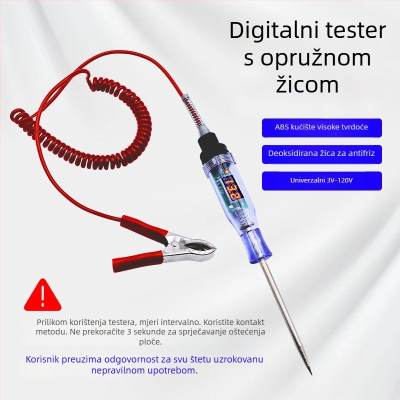 Tester napona u olovci za automobilne sustave s digitalnim zaslonom, više-raspon 3–120V