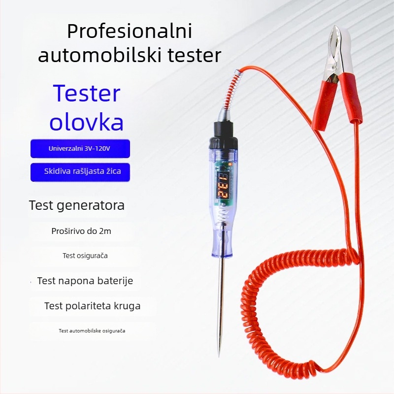 Tester napona u olovci za automobilne sustave s digitalnim zaslonom, više-raspon 3–120V