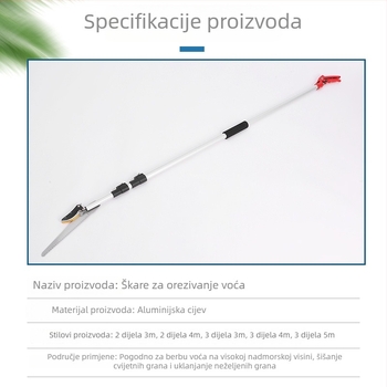 Nožice za branje voća s teleskopskom šipkom za visoke grane, pila