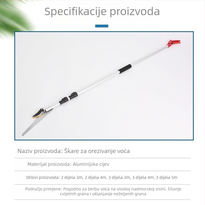 Nožice za branje voća s teleskopskom šipkom za visoke grane, pila