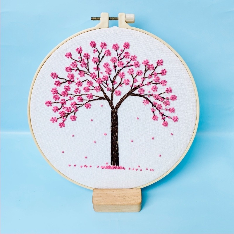 Set za križni vez s lanenim platnom, uzorak cvijeća