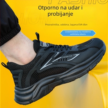 Muške cipele za zaštitu s otpornošću na udarce i probijanje, prozračan mrežasti gornji dio, niski kroj, plastični zaštitnik prstiju, konstrukcija od KPU+mreže, protuklizne, otporne