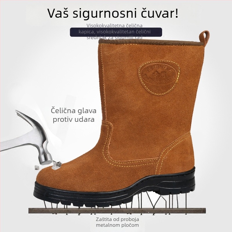 Muške sigurnosne cipele s čeličnim prstom, visokim gornjim dijelom, otporne na udarce i probijanje, PU potplat