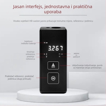 Unutarnji laserski mjerač udaljenosti visoke preciznosti, infracrveno mjerenje udaljenosti, digitalno pravilo