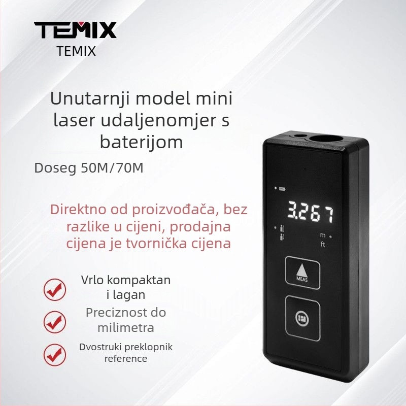 Unutarnji laserski mjerač udaljenosti visoke preciznosti, infracrveno mjerenje udaljenosti, digitalno pravilo