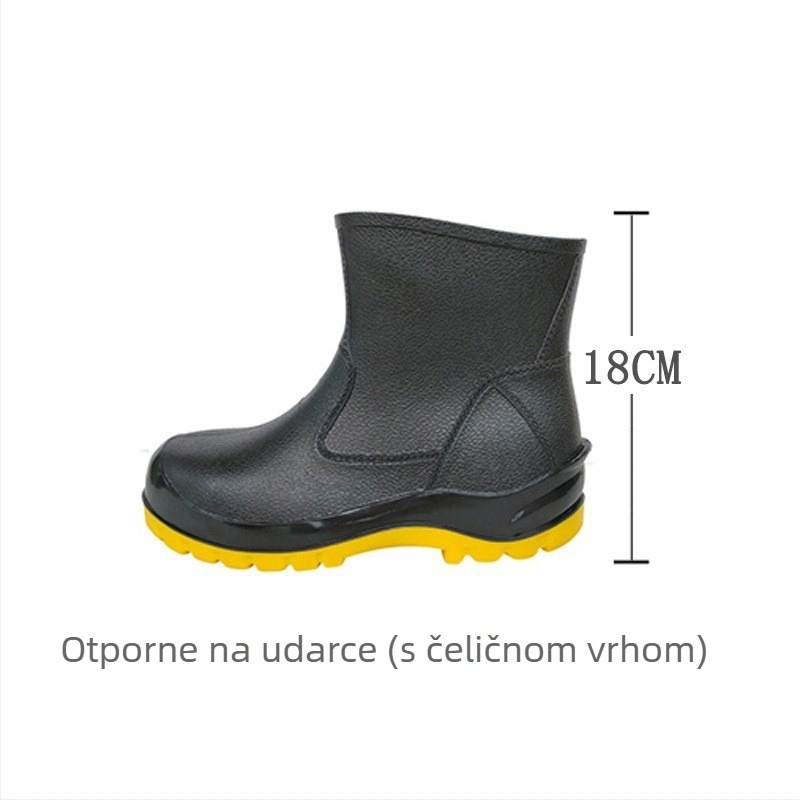 PVC zaštitne čizme s čeličnim vrhom i čeličnom podom; otporne na udarce, probijanje i klizanje; otporne na habanje, kiseline i baze; niski dizajn za industriju i rudnike