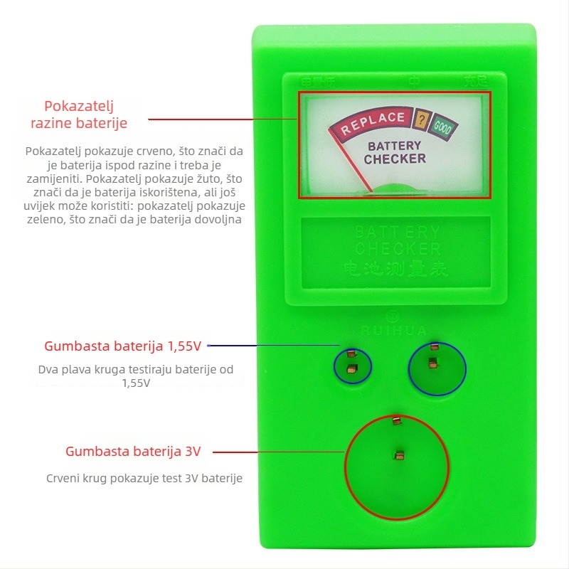 Record Work Alat za ispitivanje baterija za satove – Mjerenje baterija, Test snage gumb baterije