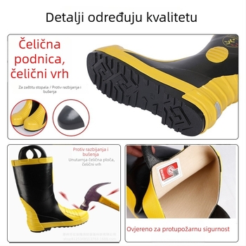 Yinanlong Vatrogasne čizme - Visoki gornji dio, Čelična zaštita, Otporne na udarce, Otporne na probijanje, Protuklizne