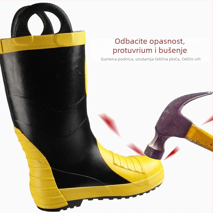 Yinanlong Vatrogasne čizme - Visoki gornji dio, Čelična zaštita, Otporne na udarce, Otporne na probijanje, Protuklizne