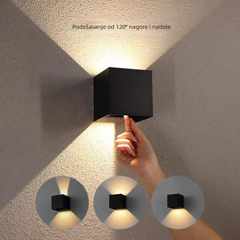 Zidna lampa sa 2 LED diodama, IP65 vodootporna, 3000K, 120 lm/W, vijek trajanja 100000 sati, aluminijsko kućište, unutarnja/vanjska upotreba